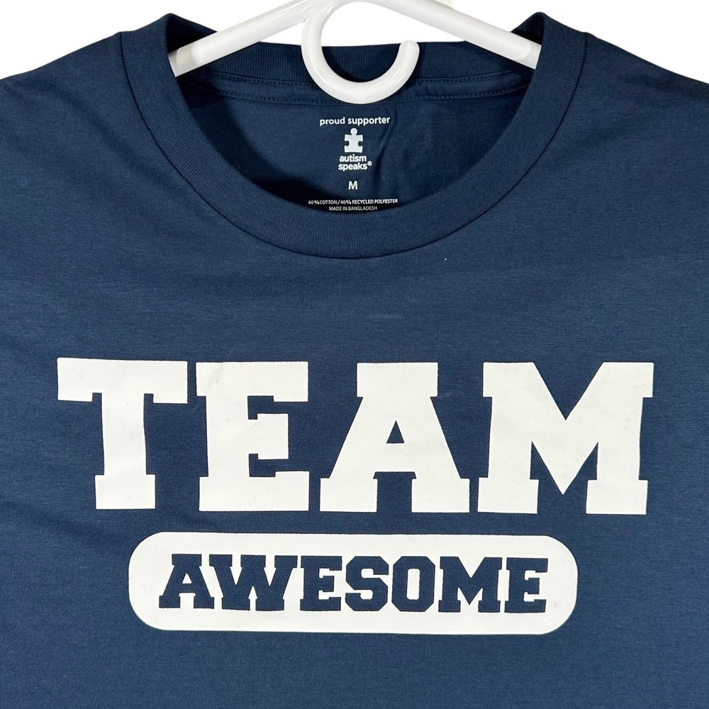 Autism Speaks Team Awesome Navy Blue Graphic T-Shirt Mens‎ Size Medium New